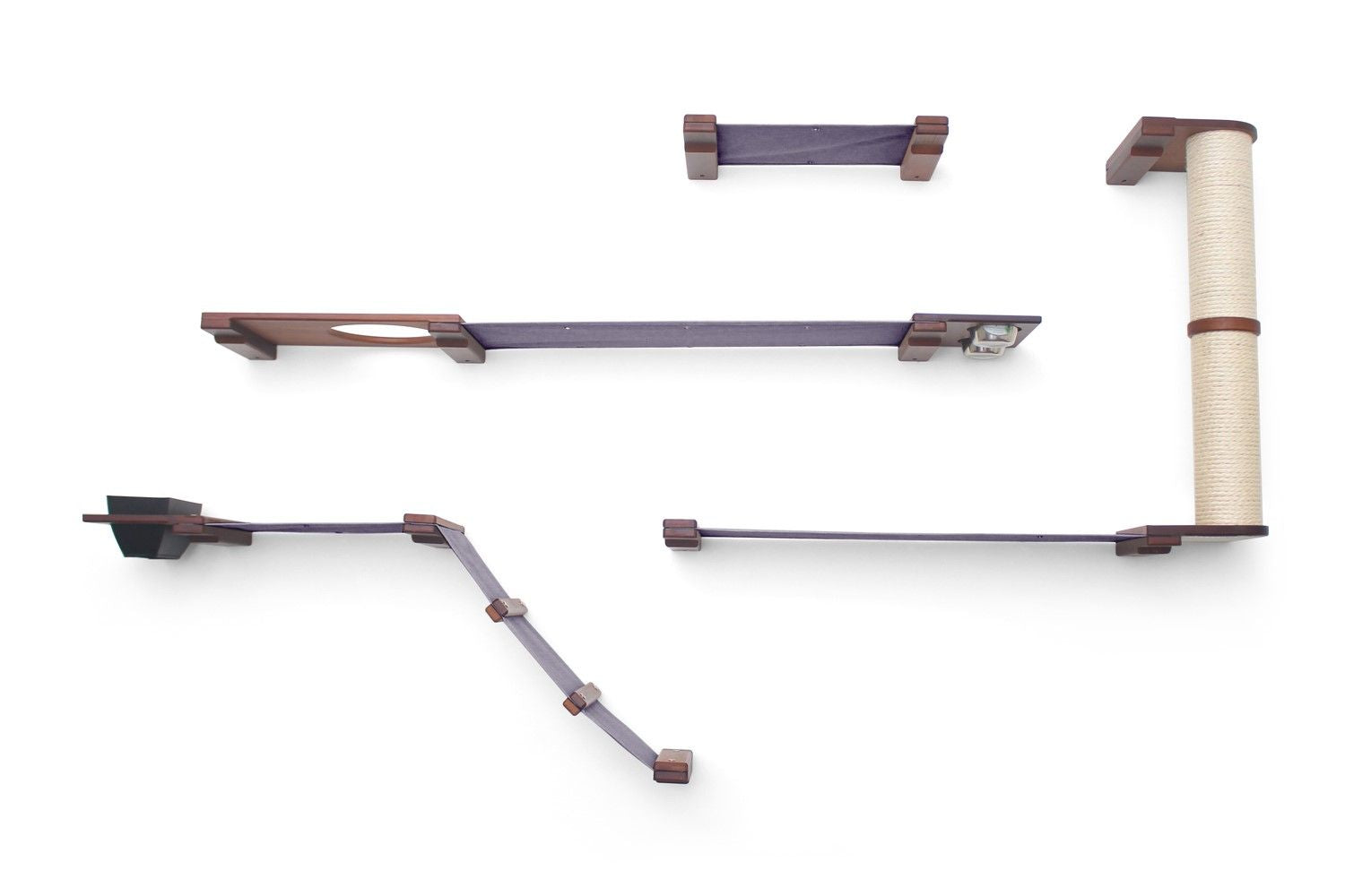 The Bunker - Multi Level Cat Tree with Perch English Chestnut Bamboo Charcoal Gray Canvas Planter Cat Condo Catastrophic Creations