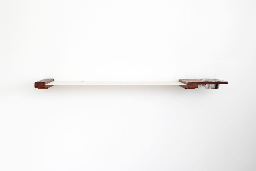 Dog Proof Cat Feeder - Wall-Mounted - Raised Standard English Chestnut Bamboo Natural Canvas 32" Cat Hammock Catastrophic Creations