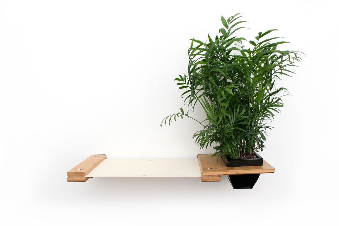 Cat Hammock Wall with Planter Natural Bamboo Natural Canvas 16" Cat Hammock Catastrophic Creations