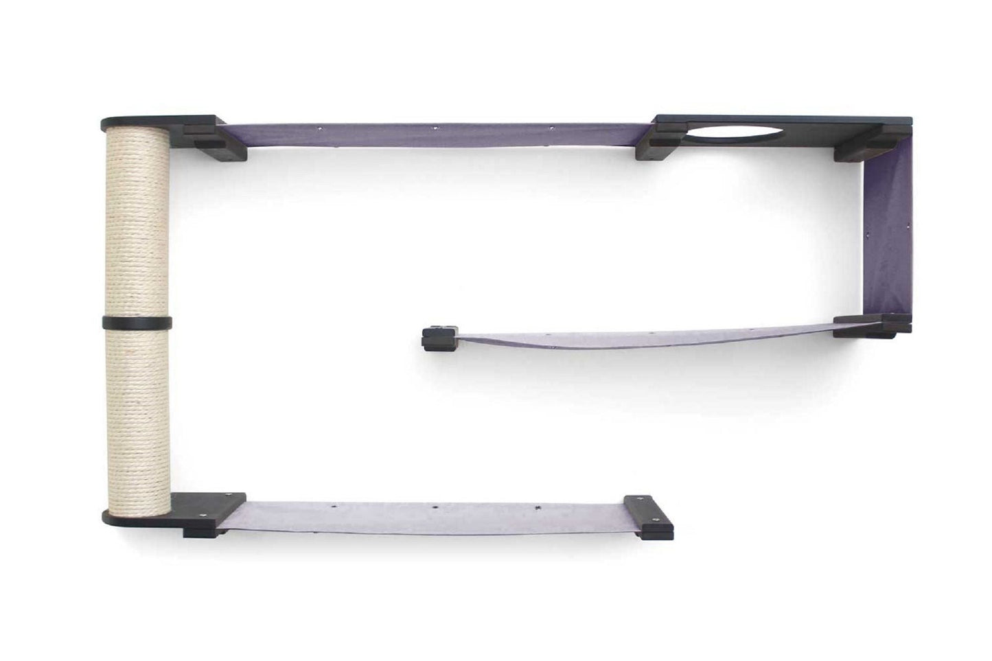 Cat Maze Wall - 3 Tier Cat Tree Onyx Bamboo Charcoal Gray Canvas Pole Cat Condo Catastrophic Creations