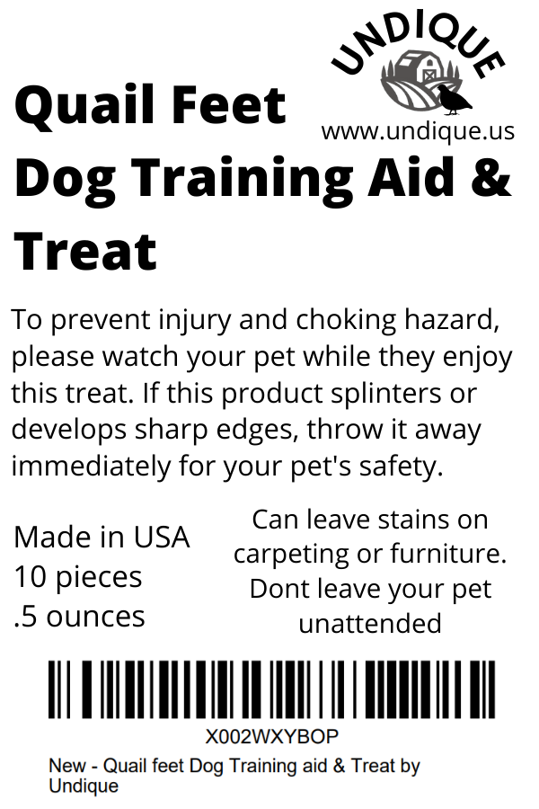 Quail feet Dog Training aid & Treat Pet Quailz.com by Undique LLC