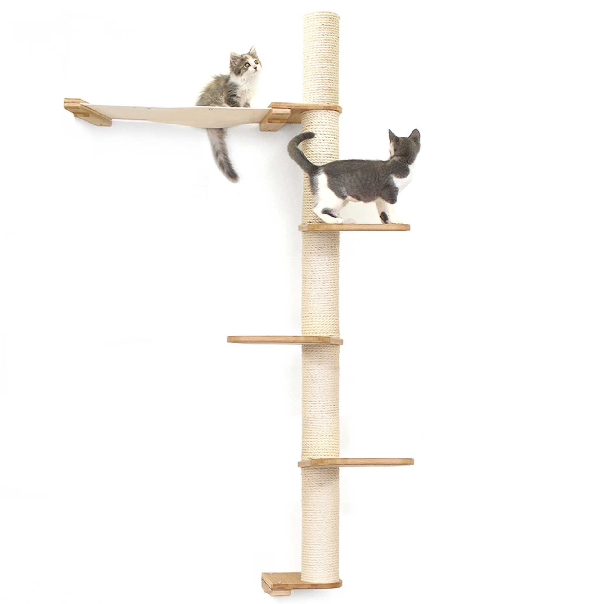 The Crow's Nest - A Wall Cat Scratcher with Hammock Natural Bamboo Natural Canvas 4-Tier 24" Cat Condo Catastrophic Creations