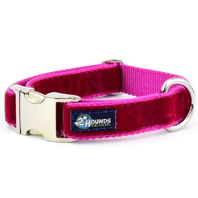 Raspberry Velvet Essential Dog Collar 1 inch wide 2 Hounds Design