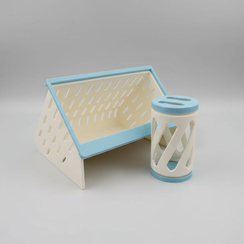 The Open Air Hay Feeder and Hay Roller Bundle Razzyberry Blue Hay feeder Bunny Business