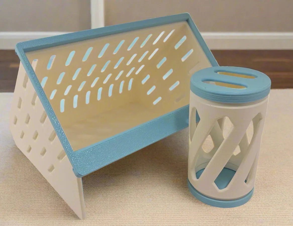 The Open Air Hay Feeder and Hay Roller Bundle Razzyberry Blue Hay feeder Bunny Business