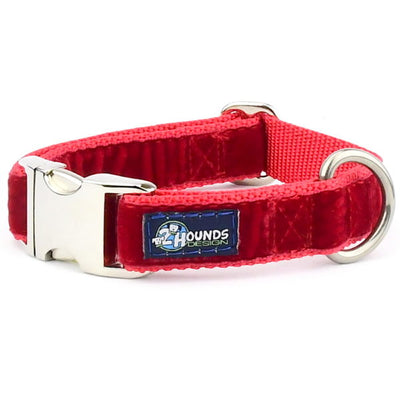 Red Velvet Essential Dog Collar 1 inch wide 2 Hounds Design