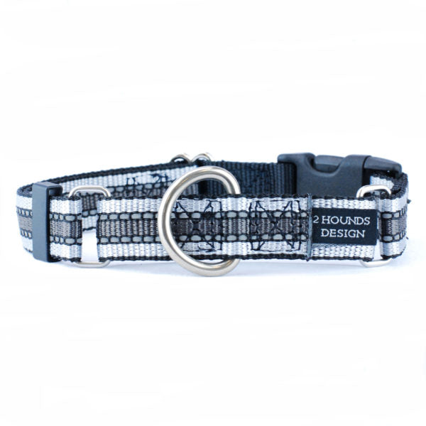 5/8″ and 1″ Reflective Black Nylon Buckle Martingale Dog Collar Martingale Dog Collar 2 Hounds Design