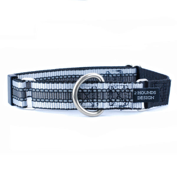 5/8″ and 1″ Reflective Black Nylon Martingale Dog Collar Martingale Dog Collar 2 Hounds Design