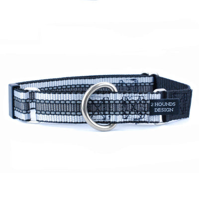 5/8″ and 1″ Reflective Black Nylon Martingale Dog Collar Martingale Dog Collar 2 Hounds Design