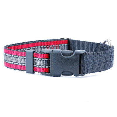 5/8″ and 1″ Reflective Red Nylon Dog Collar 2 Hounds Design