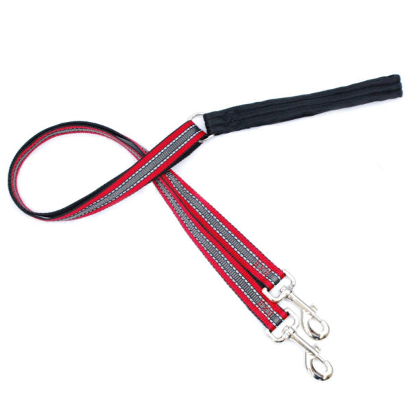 Reflective Red Double Connection Leash Standard Training Leash 2 Hounds Design