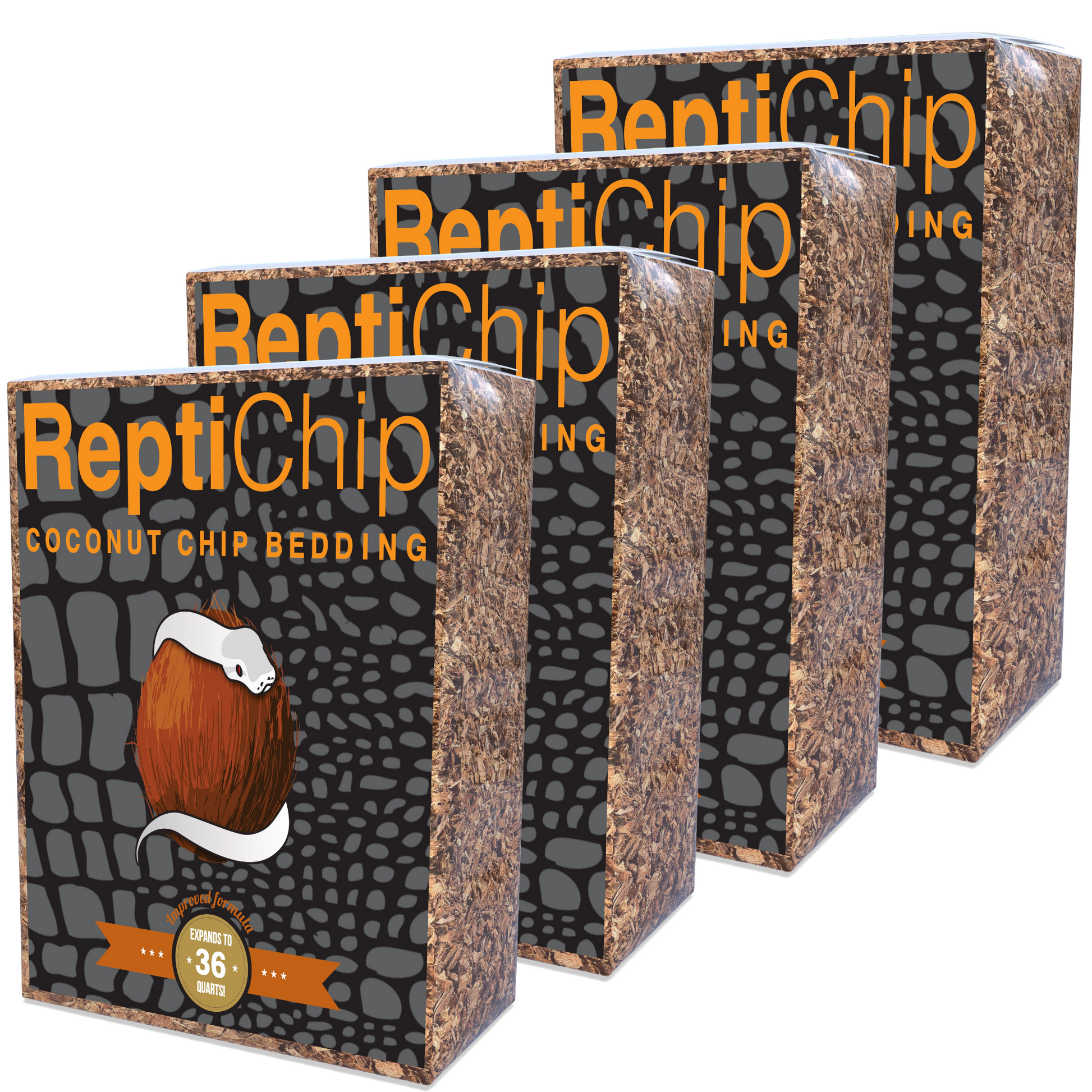 ReptiChip Coarse Coconut Chip Mix; Ready to Use 4 x 36 Quart Substrate ReptiChip LLC