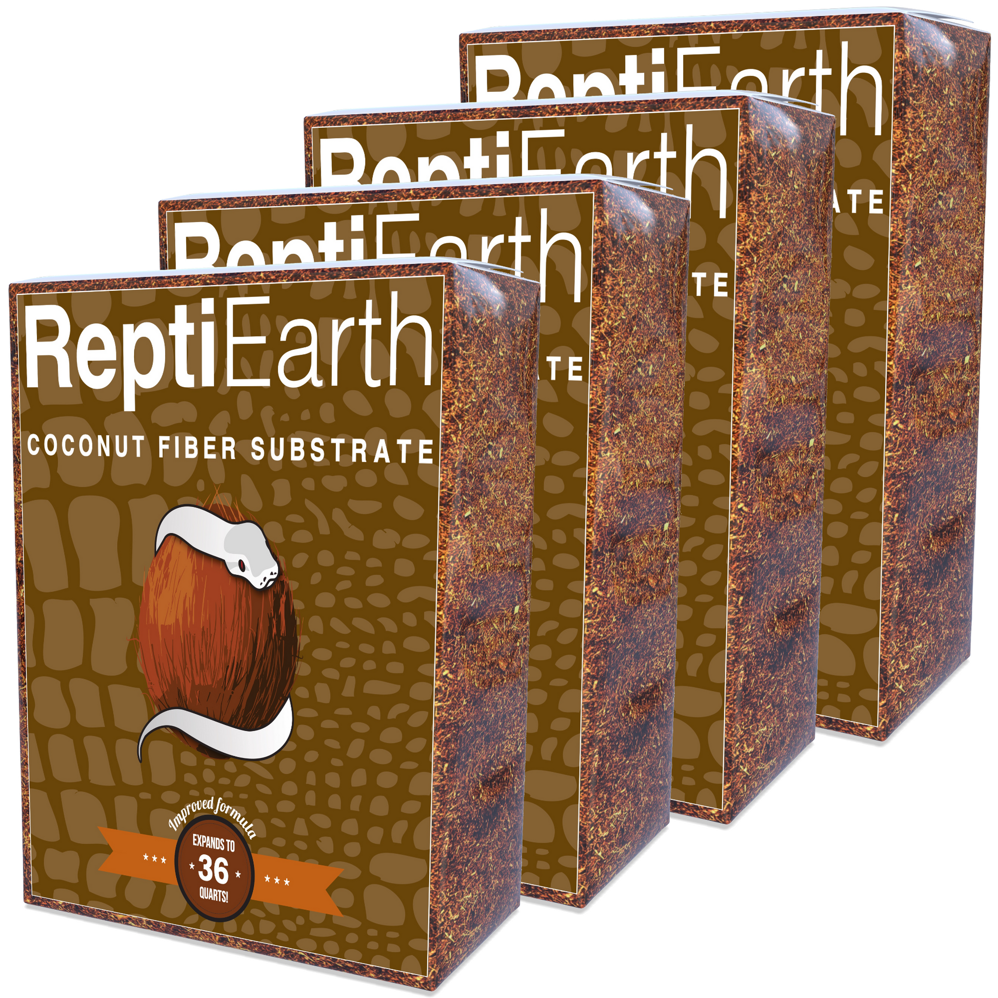 ReptiEarth Fine Coconut Fiber Mix; Ready to Use 4 x 36 Quart Substrate ReptiChip LLC