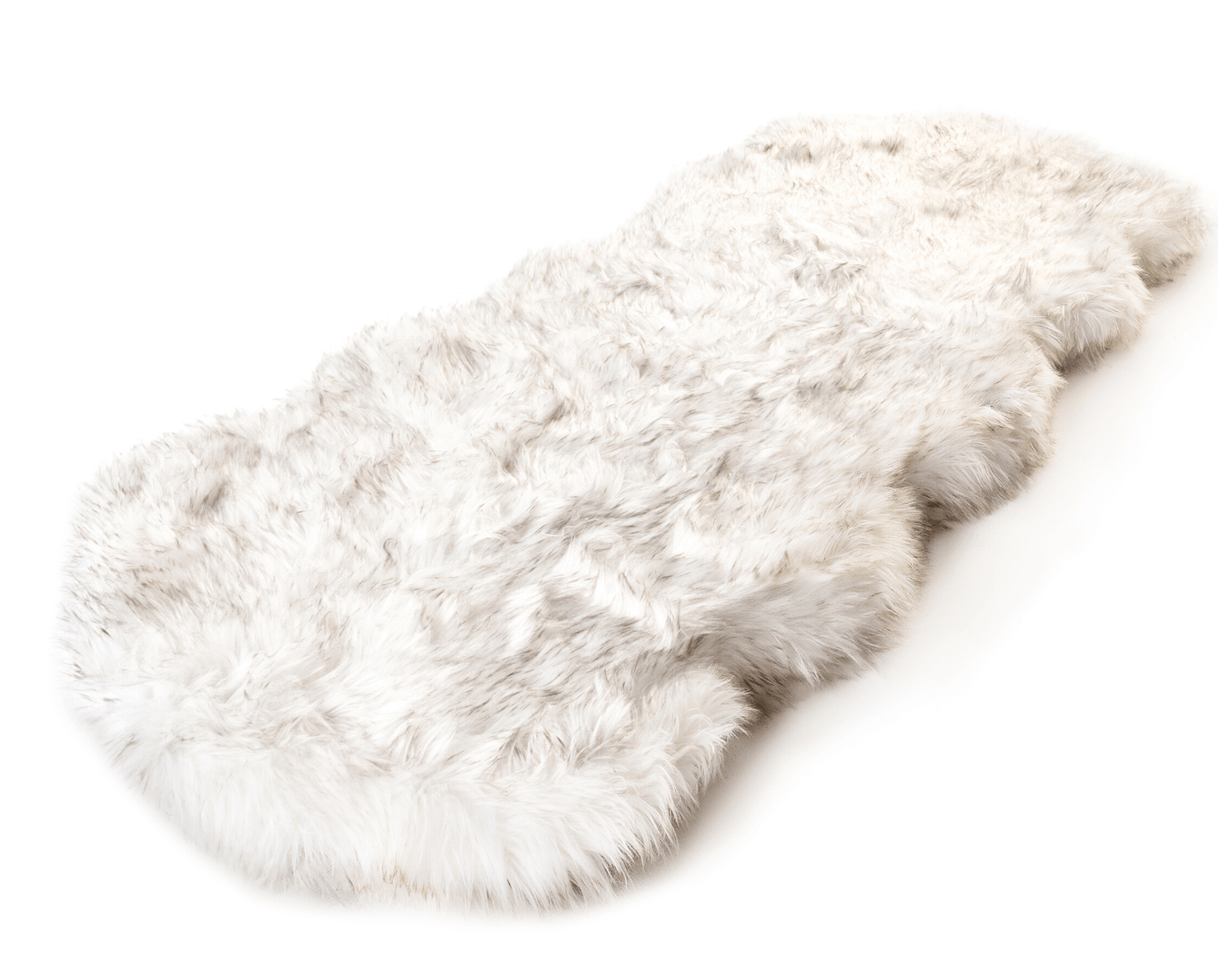 PupRug® Runner Faux Fur Memory Foam Dog Bed - Curve White with Brown Accents Dog Beds Paw