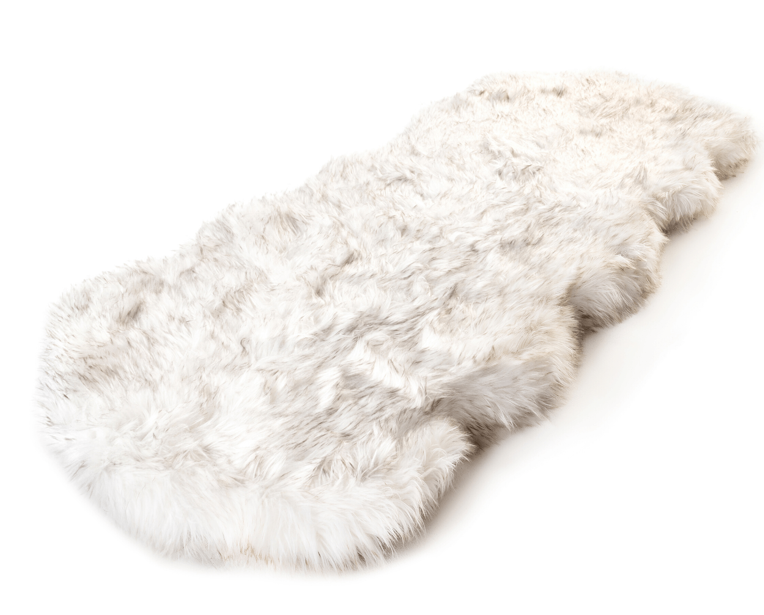 PupRug® Runner Faux Fur Memory Foam Dog Bed - Curve White with Brown Accents Dog Beds Paw