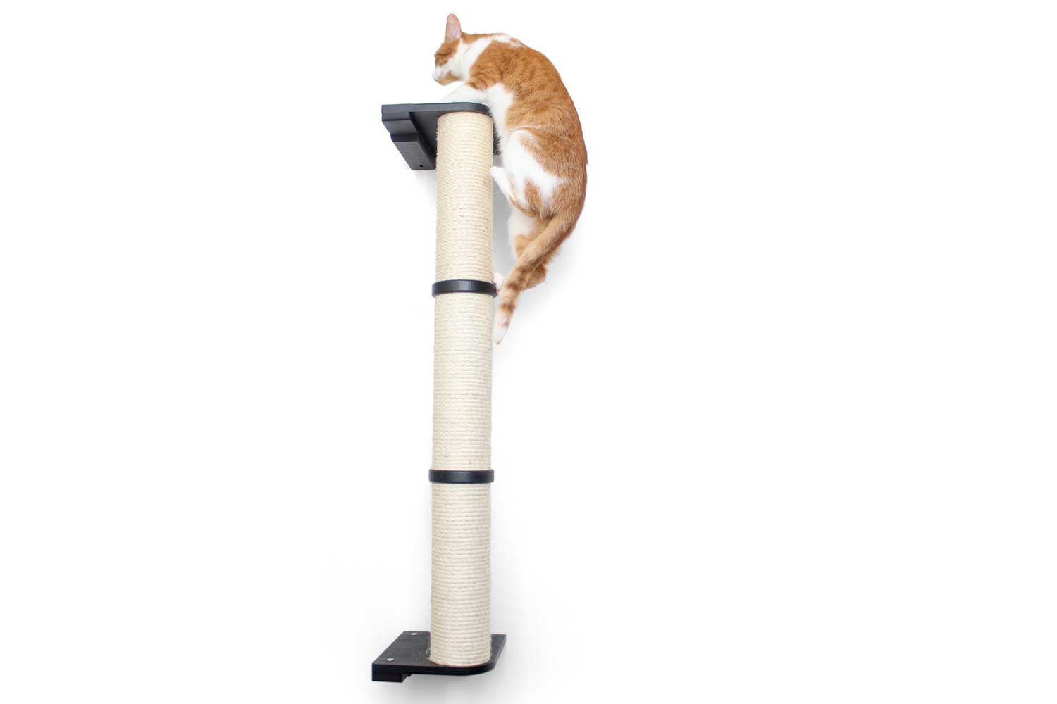 Wall Mounted Cat Climbing Pole - Sisal Onyx Bamboo 3-Tier No Leaf Shelf Cat Scratcher Catastrophic Creations