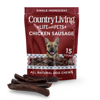 Country Living 4”-5” Beef Flavored Chicken Sausage Dog Treats – 15 Count Bag – Soft & Chewy, High-Protein Training & Reward Treats – Grain-Free, No Artificial Flavors or Preservatives Dog Treats American Pet Supplies