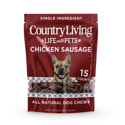 Country Living 4”-5” Beef Flavored Chicken Sausage Dog Treats – 15 Count Bag – Soft & Chewy, High-Protein Training & Reward Treats – Grain-Free, No Artificial Flavors or Preservatives Dog Treats American Pet Supplies