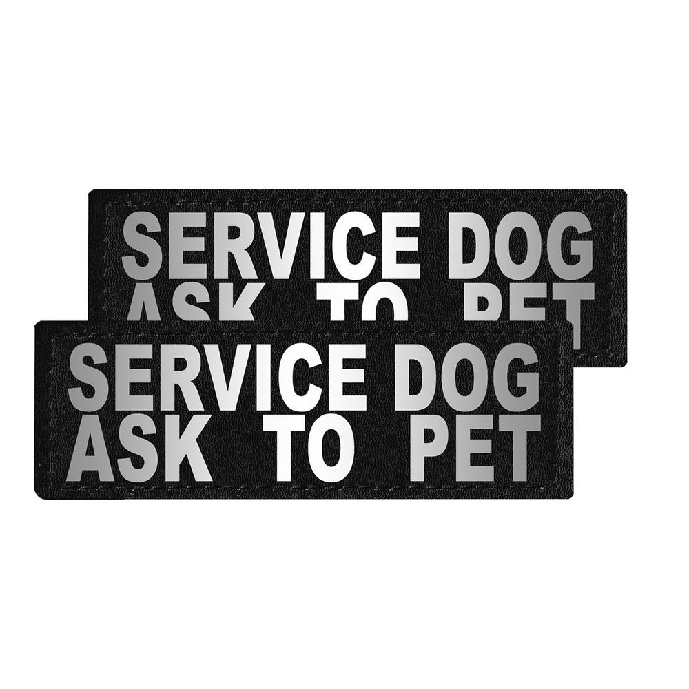 Removable Reflective Patches (Set of 2) "SERVICE DOG ASK TO PET" Dog Patches Dogline