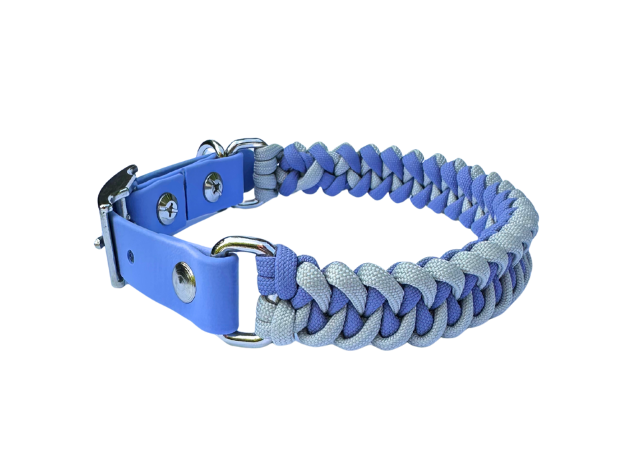 Fishtail Hand Braided Dog Collar in Lavender & Smoke Handmade Braided Collars Pawsh Pup Co.