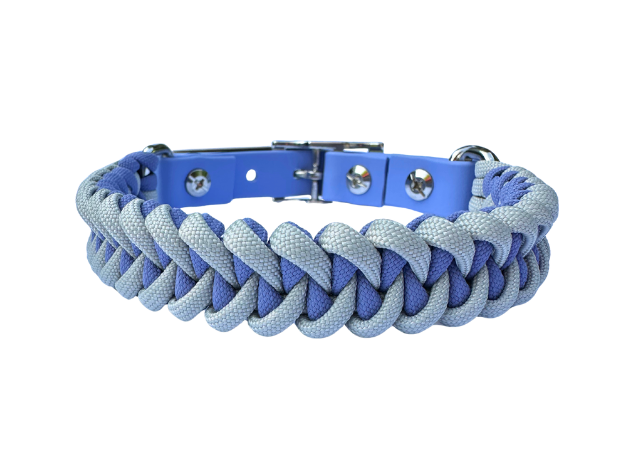 Fishtail Hand Braided Dog Collar in Lavender & Smoke Handmade Braided Collars Pawsh Pup Co.