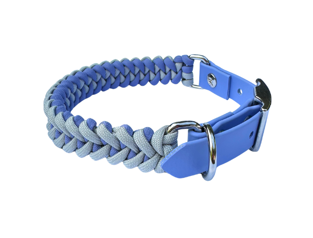 Fishtail Hand Braided Dog Collar in Lavender & Smoke Handmade Braided Collars Pawsh Pup Co.