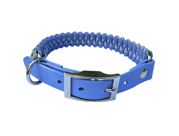 Fishtail Hand Braided Dog Collar in Lavender & Smoke Handmade Braided Collars Pawsh Pup Co.