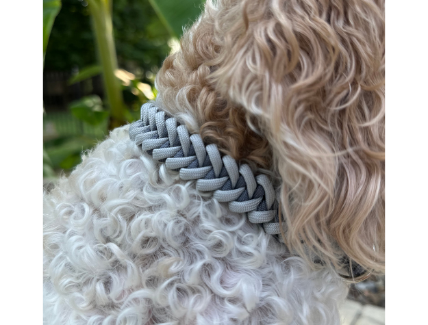 Fishtail Hand Braided Dog Collar in Graphite & Smoke Handmade Braided Collars Pawsh Pup Co.