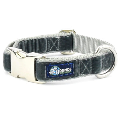 Smoke Gray Velvet Essential Buckle Martingale Dog Collar Martingale Dog Collar 2 Hounds Design