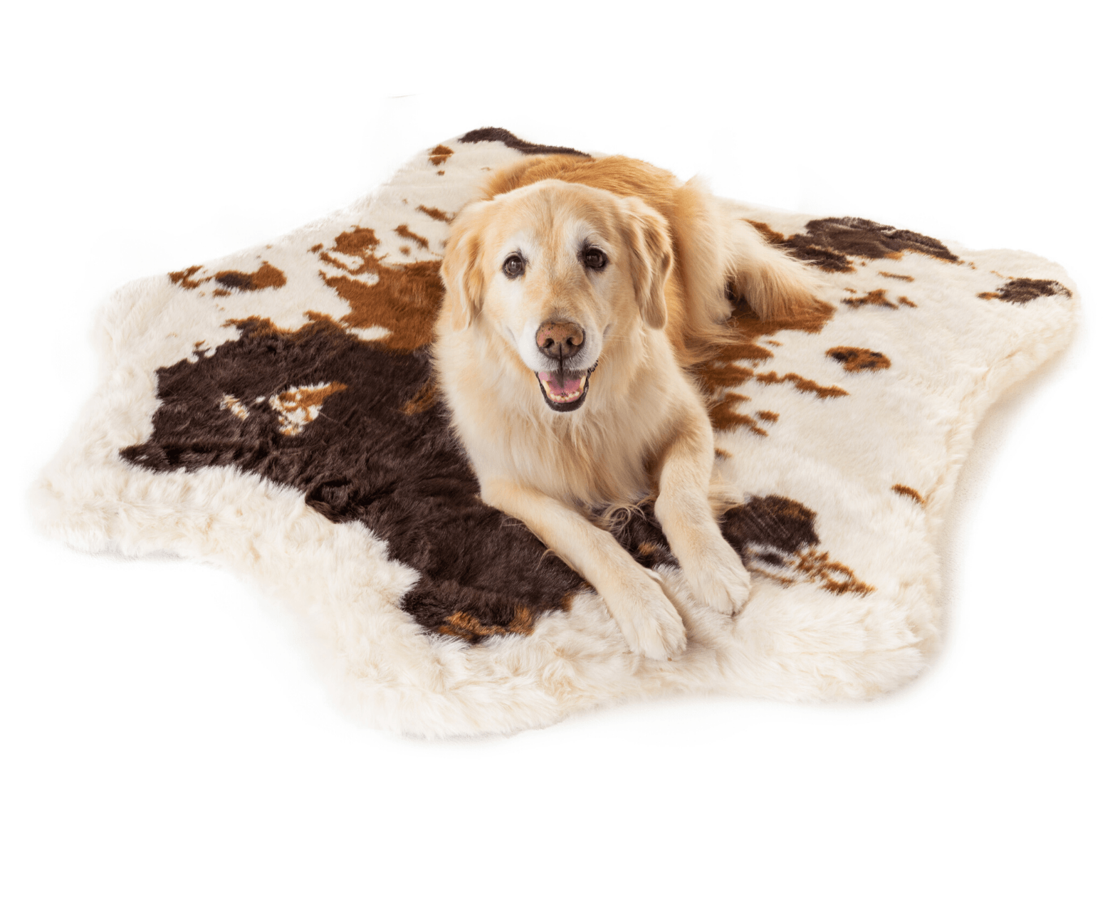 PupRug® Animal Print Memory Foam Dog Bed - Brown Faux Cowhide Dog Beds Paw.com