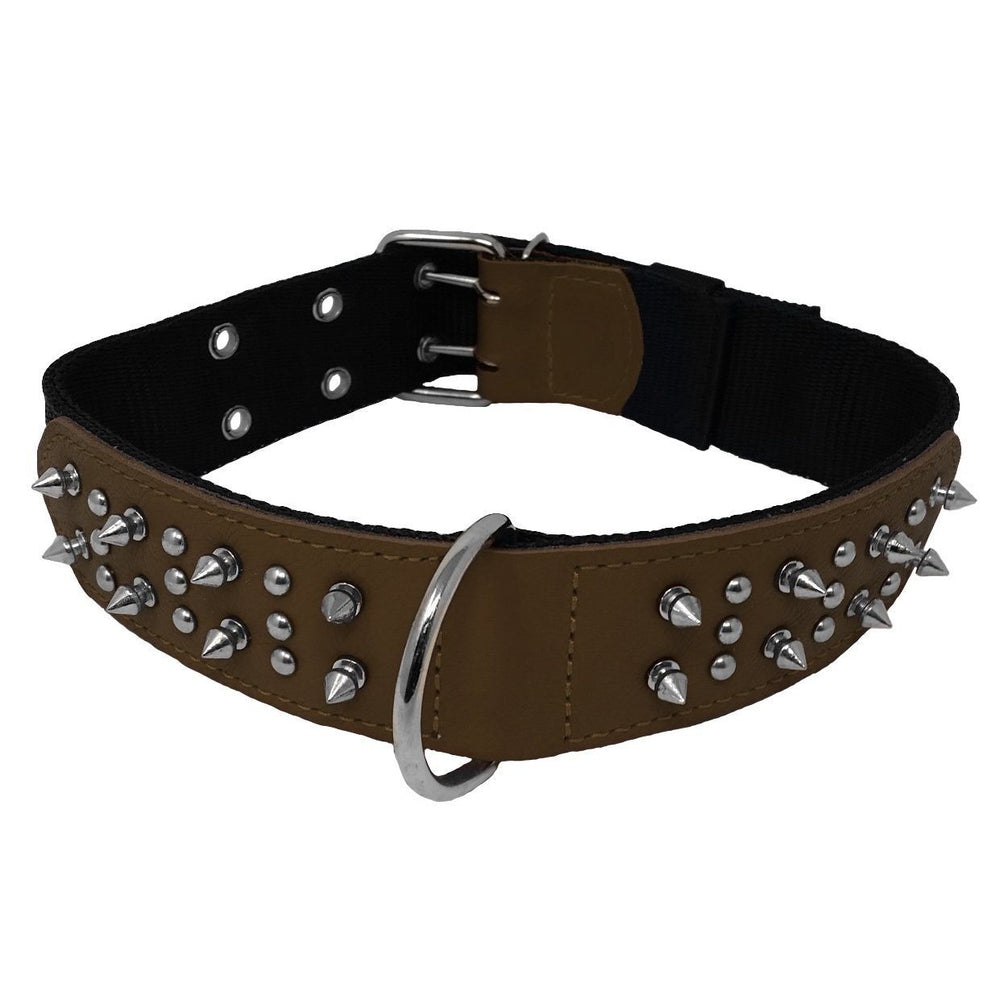 Leather + Nylon Spiked Dog Collar Dog Collar Dogline