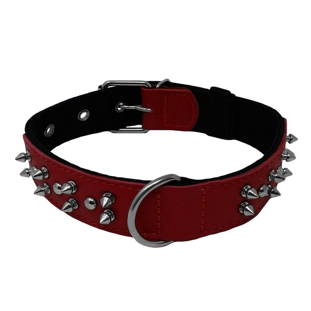 Leather + Nylon Spiked Dog Collar Dog Collar Dogline