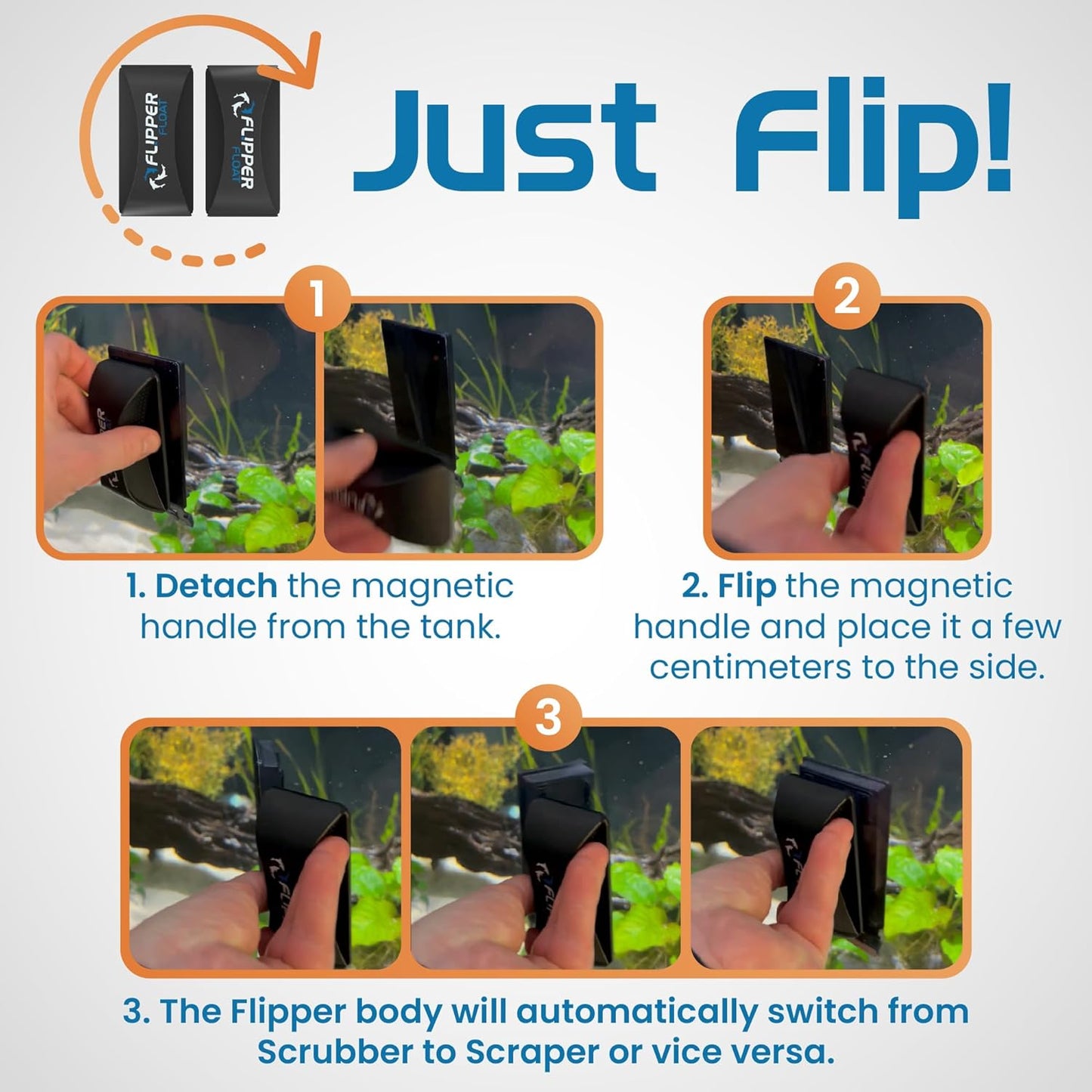 Flipper FLOAT 2 in 1 Magnetic Aquarium Algae Cleaner (Standard) Scrubber Flipper Aquarium Products