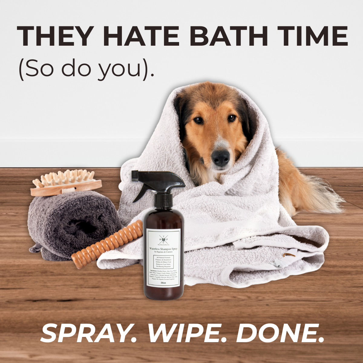 Waterless Shampoo Spray for Dogs & Horses - 16oz The Hoof & Paw Co.