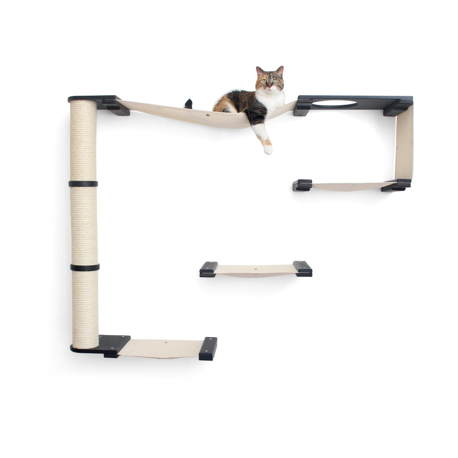 The Climb Condo - Cat Wall Climbing System Onyx Bamboo Natural Canvas None Cat Condo Catastrophic Creations