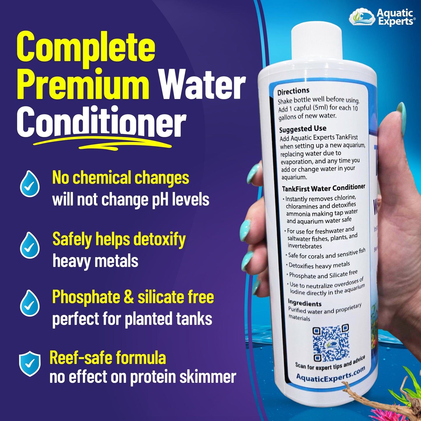 TankFirst Complete Aquarium Water Conditioner - Fish Water Conditioner, Instantly Removes Chlorine, Chloramines, and detoxifies Ammonia from Fish Tank Water Conditioner Aquatic Experts