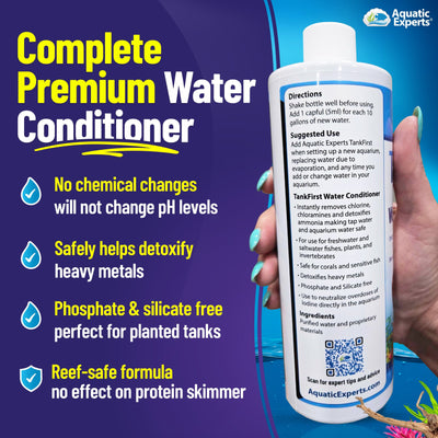 TankFirst Complete Aquarium Water Conditioner - Fish Water Conditioner, Instantly Removes Chlorine, Chloramines, and detoxifies Ammonia from Fish Tank Water Conditioner Aquatic Experts
