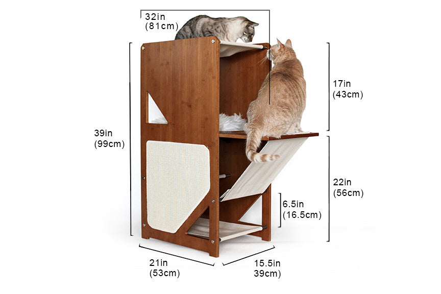 The Overlook - Sturdy - Bamboo Cat Tree Cat Condo Catastrophic Creations