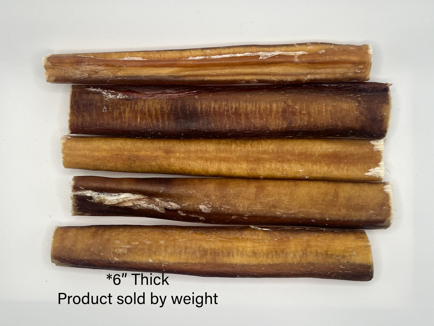 Bully Sticks 6" - THICK | Very Low Odor | Pack of 5 | Grass-fed/Free-range