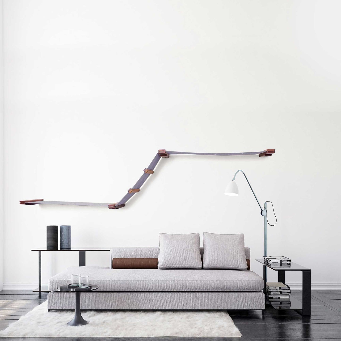 The Raceway - Wall Mounted Cat Hammock English Chestnut Bamboo Charcoal Gray Canvas Cat Hammock Catastrophic Creations