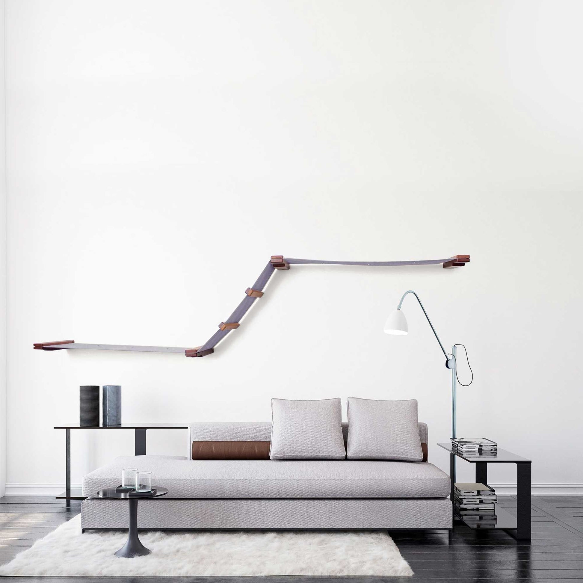 The Raceway - Wall Mounted Cat Hammock English Chestnut Bamboo Charcoal Gray Canvas Cat Hammock Catastrophic Creations