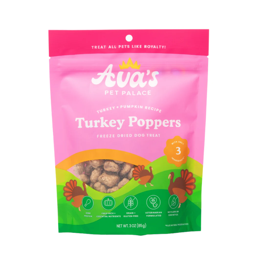 Ava's Pet Palace Freeze Dried Dog Treats - Turkey Poppers (3oz) Dog Treats American Pet Supplies