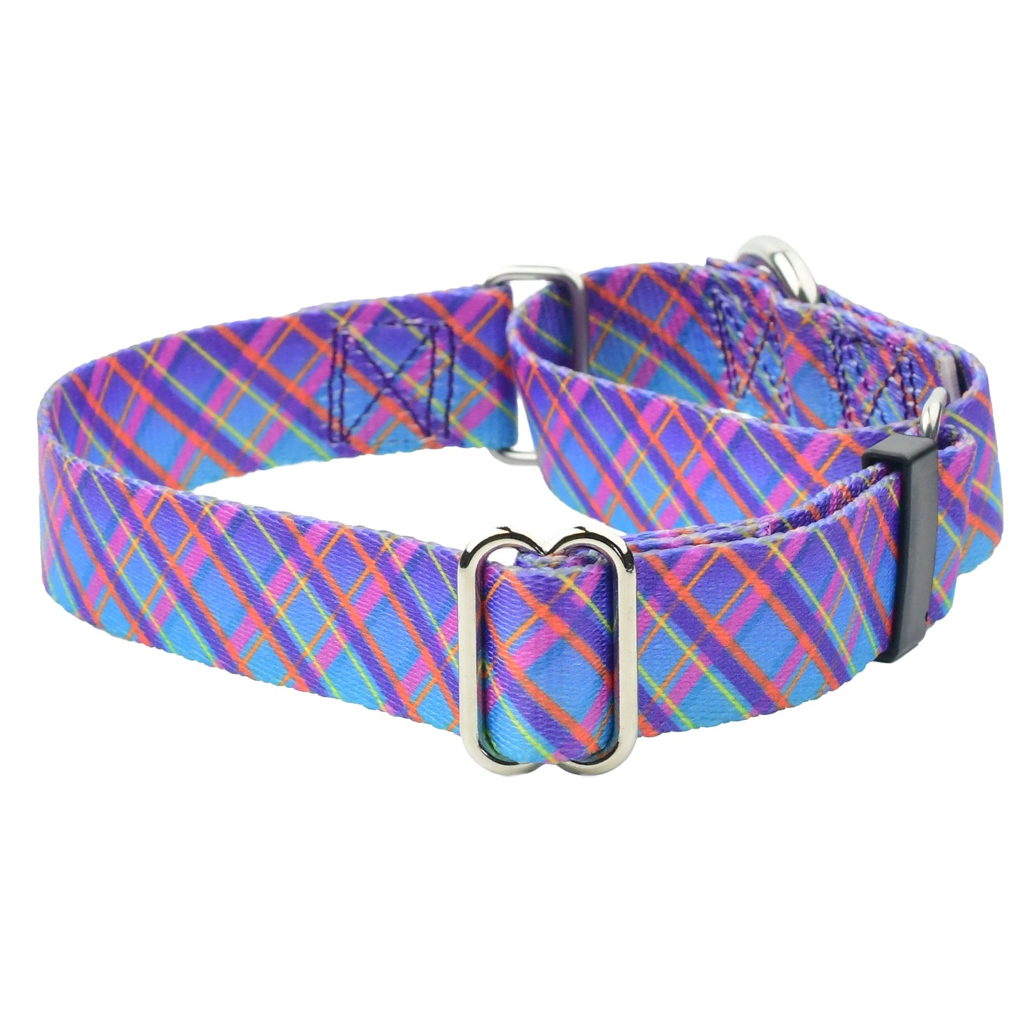 Twilight Glow Blue Plaid Martingale Dog Collar – EarthStyle 1 inch 2 Hounds Design