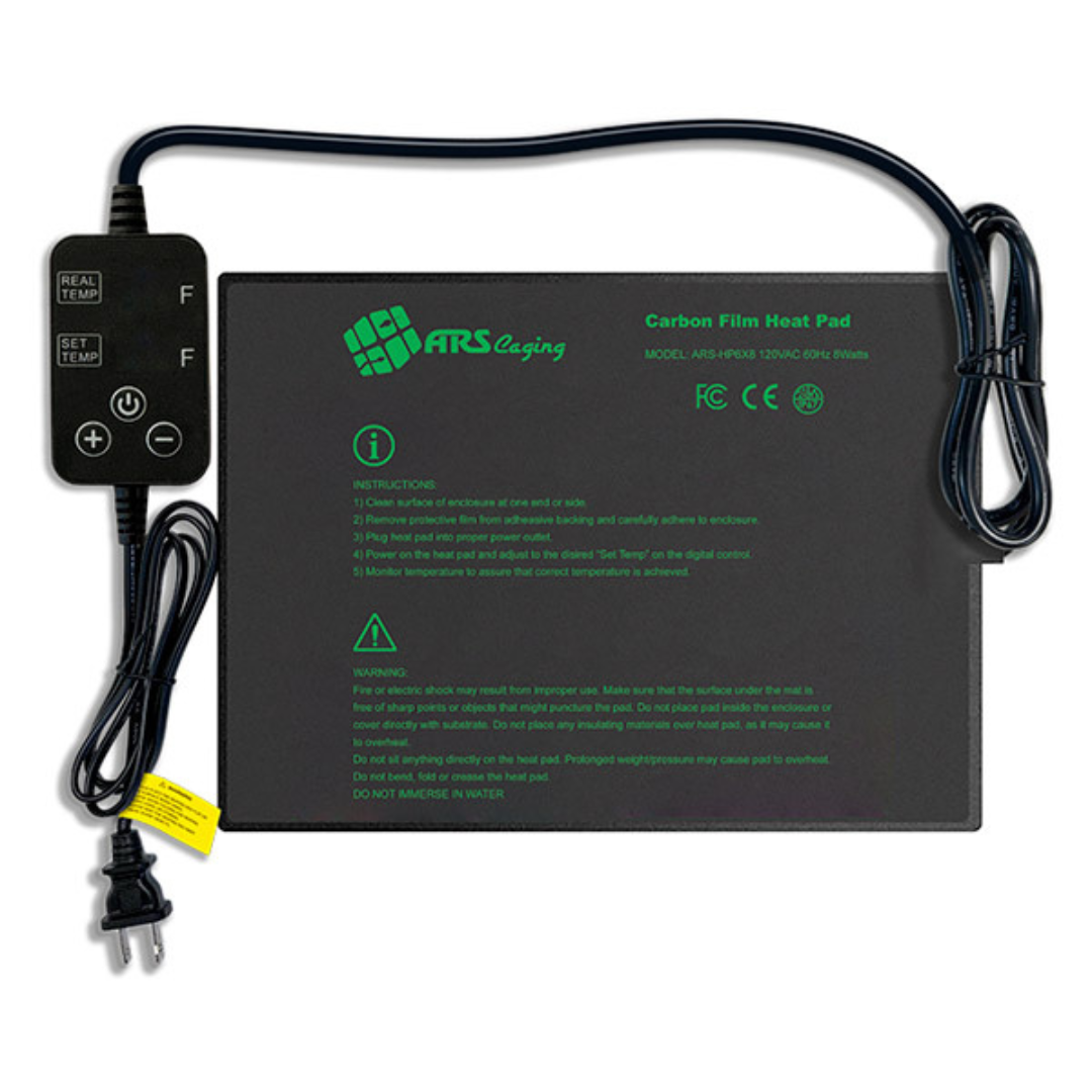 Under Tank Carbon Film Heat Mat with Inline Digital Thermostat (6” x 8”) Heating ReptiChip LLC