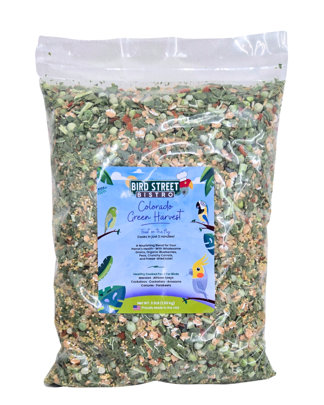 Colorado Green Harvest- Feast on The Fly 3.5 lbs. Parrot Food Bird Street Bistro