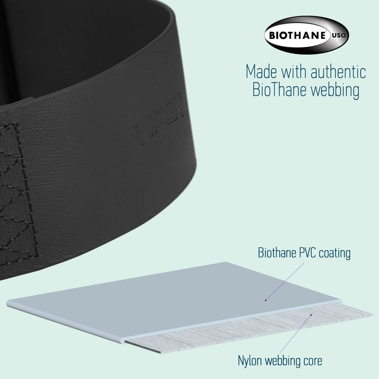 Viper BioThane Tactical Dog Collar with Cobra Buckle, 1.75" Wide Dog Collar Dogline