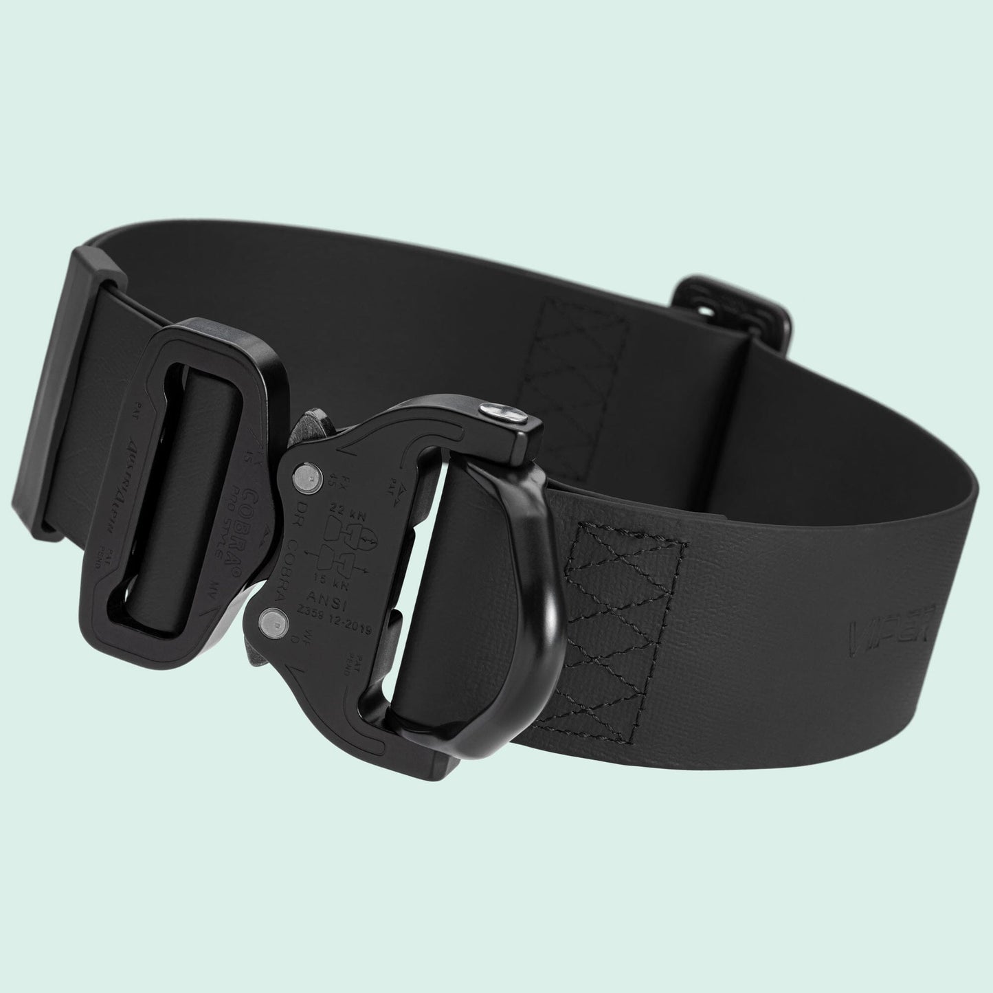 Viper BioThane Tactical Dog Collar with Cobra Buckle, 1.75" Wide Black Dog Collar Dogline