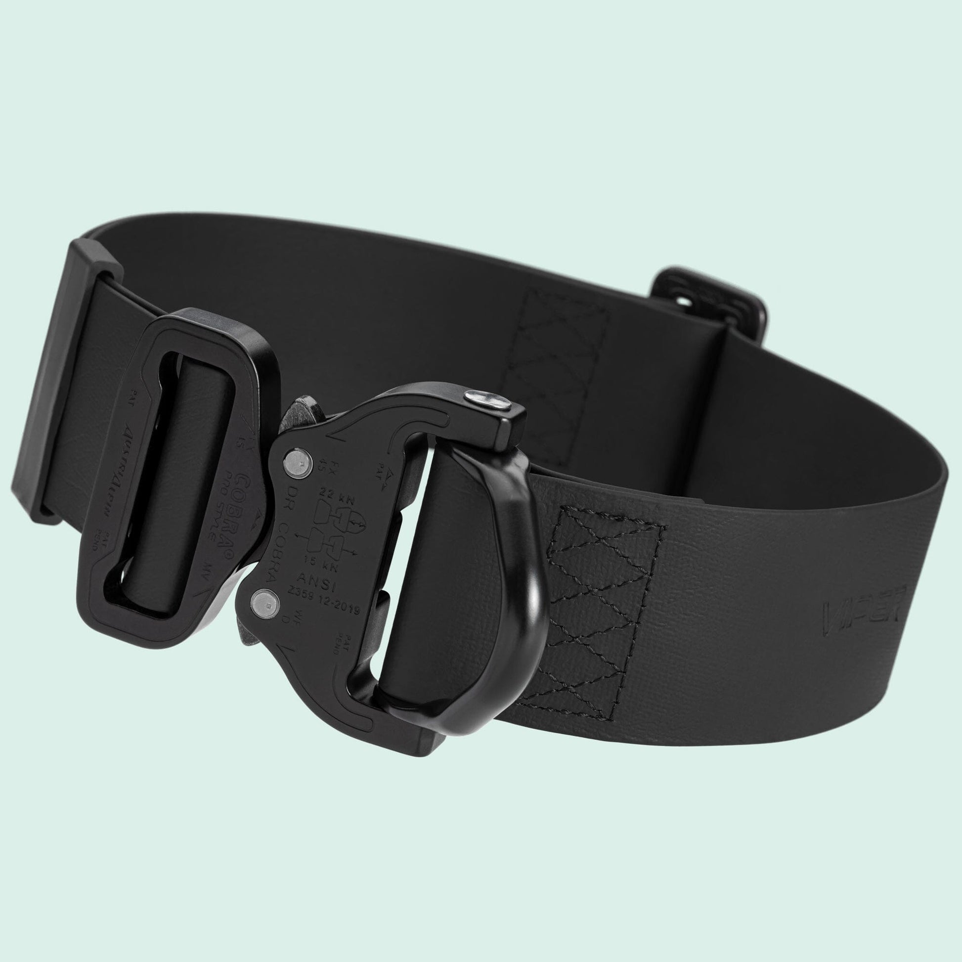 Viper BioThane Tactical Dog Collar with Cobra Buckle, 1.75" Wide Black Dog Collar Dogline