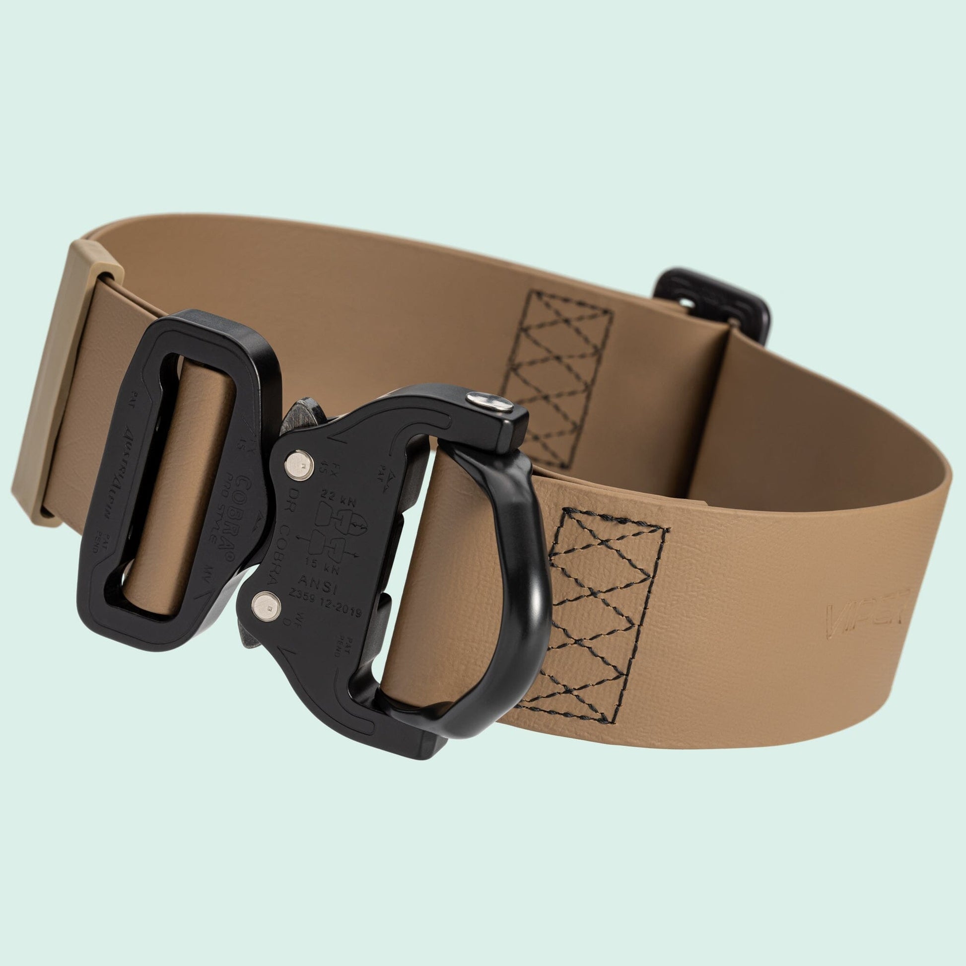 Viper BioThane Tactical Dog Collar with Cobra Buckle, 1.75" Wide Coyote Brown Dog Collar Dogline