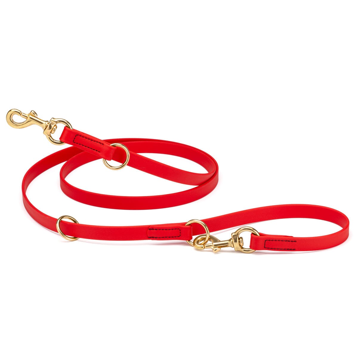 Viper Biothane Adjustable Multi-Purpose Dog Leash with Brass Hardware, 7FT Cherry Red Dog Leashes Dogline